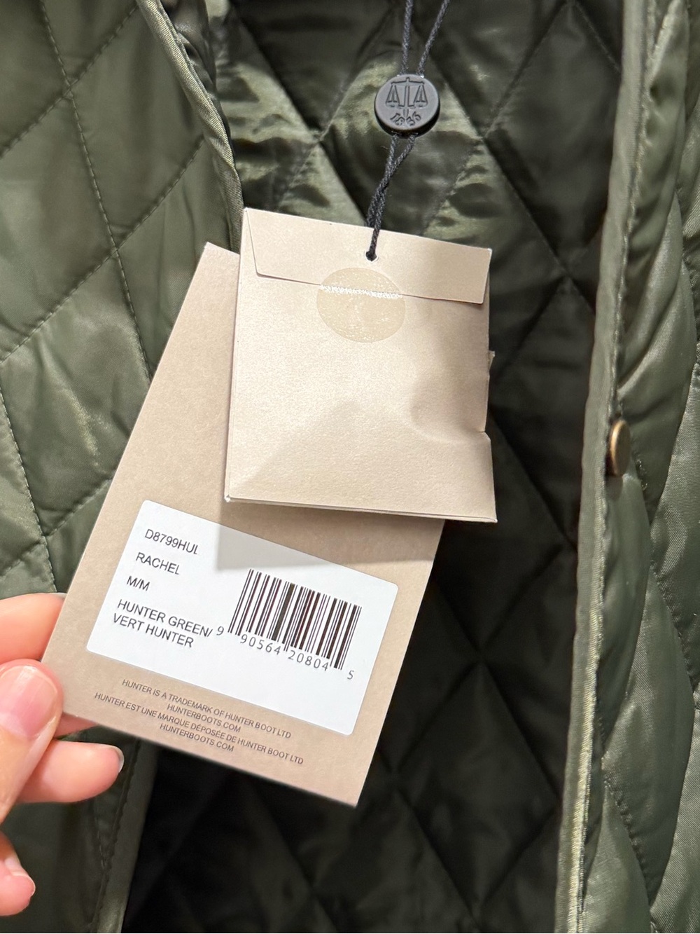 NEW Hunter Rachel Quilted Hunter Green Jacket Brown corduroy Collar chore coat M - Picture 11 of 12